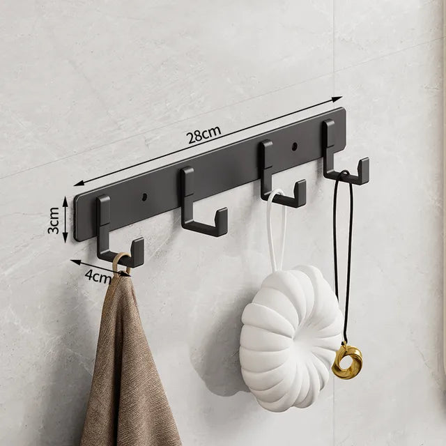 Space Aluminum Black Hook Bathroom Towel Hook Living Room Door Back Clothes Hook Simple Black Storage Hook to save Space